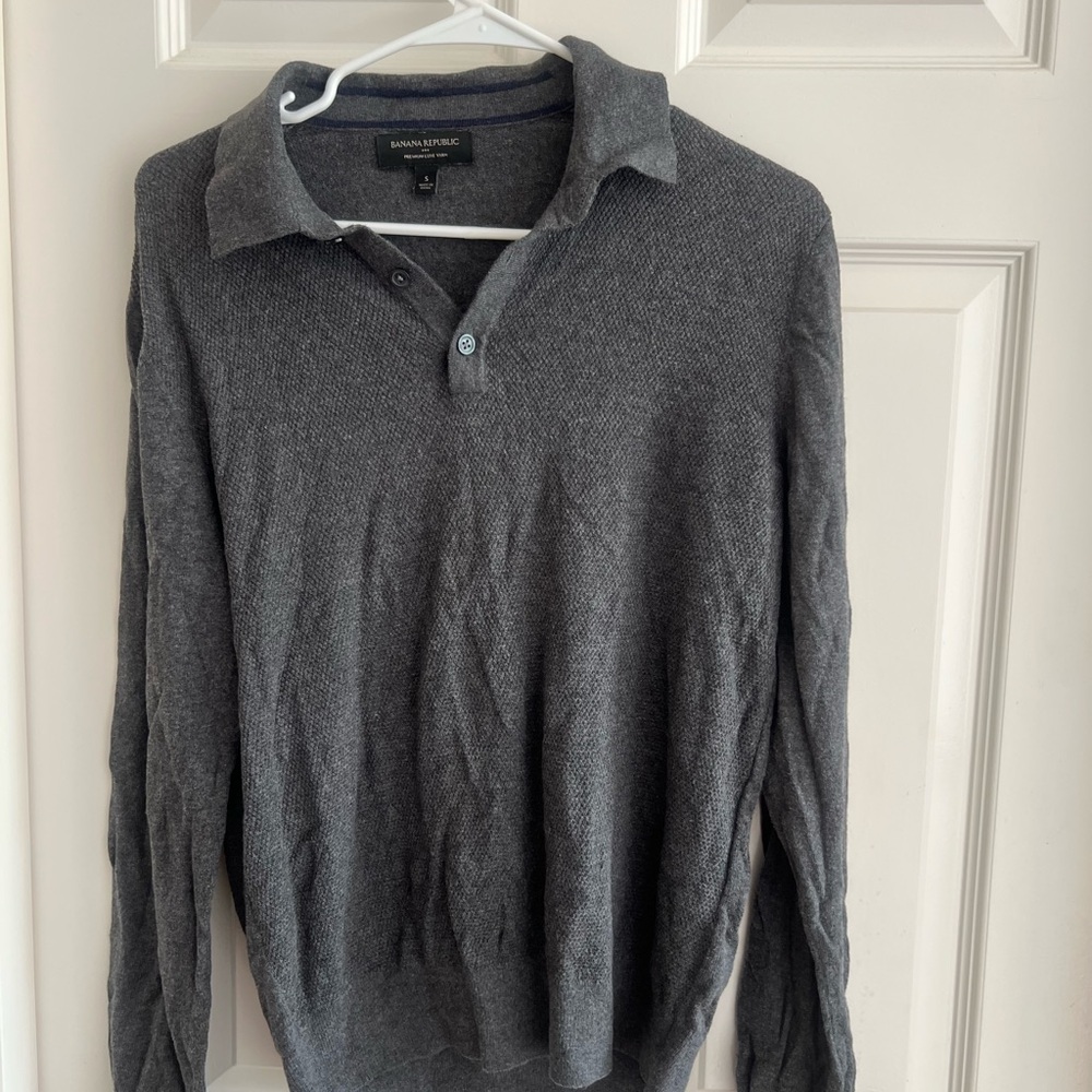 Banana Republic Charcoal Knit Polo